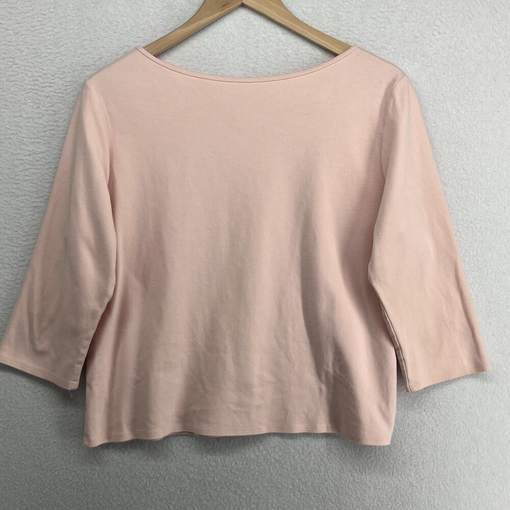 EILEEN FISHER Top XL Cotton Interlock Jersey Boat Neck 3/4 Sleeve Basic Pink - Picture 2 of 10